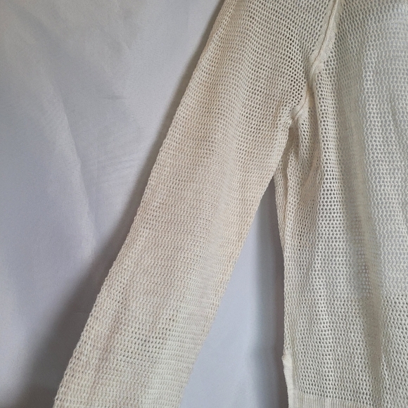 NWT American Eagle Open Knit Button Front Cream Lightweight Sheer Sweater XXL - Picture 2 of 9